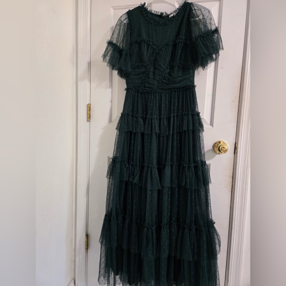 Ivy City Co Dark Green Layered Maxi Dress